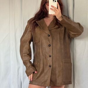 🍂 vintage genuine leather button-front jacket 🍂